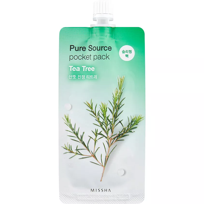 картинка Маска кремовая ночная с экстрактом чайного дерева Pure Source Pocket pack Tea Tree 10 мл 1 шт MISSHA от интернет-магазина