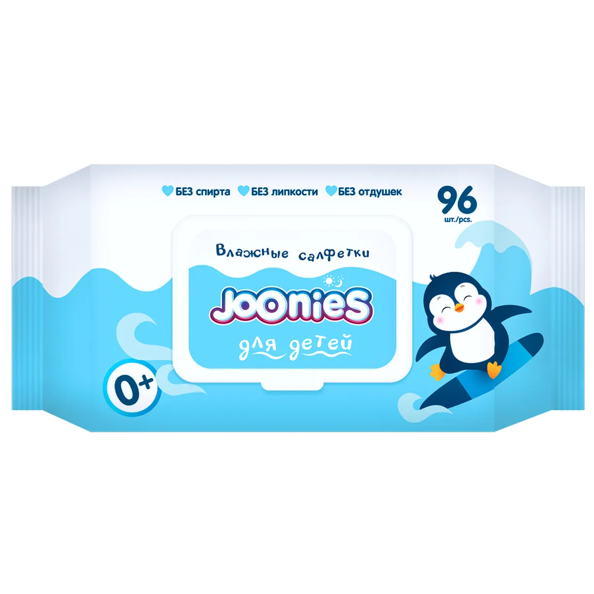 картинка Салфетки влажные детские c витамином Е с клапаном 96 шт Joonies от интернет-магазина