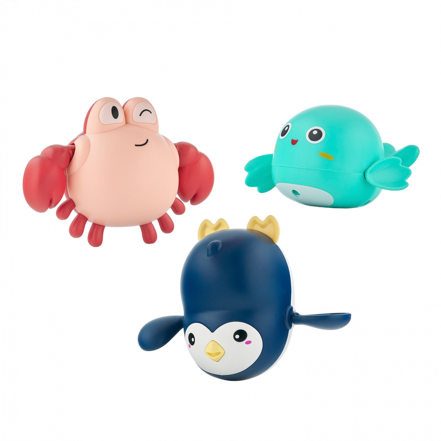 картинка Набор заводных игрушек для ванны 3 шт: птичка краб пингвин ROXY-KIDS от интернет-магазина