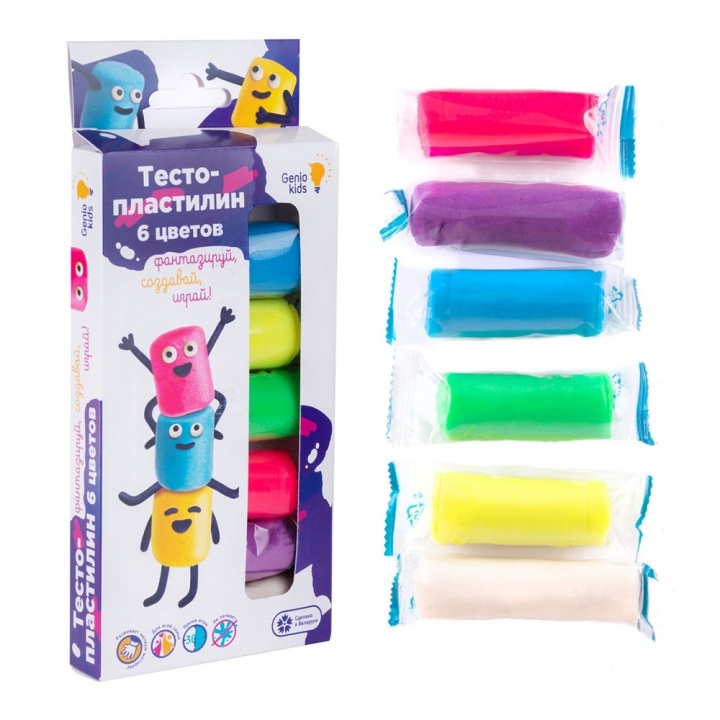 картинка Набор для детской лепки Тесто-пластилин 6 цветов Genio kids от интернет-магазина