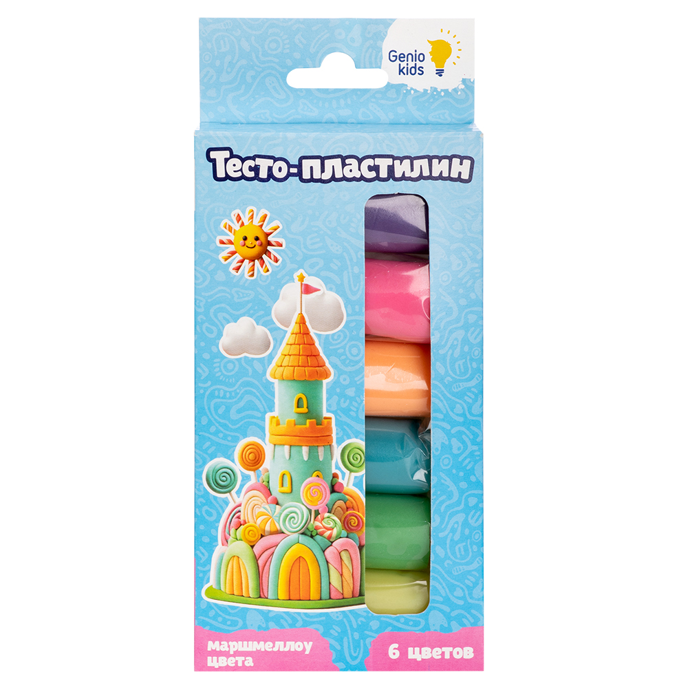 картинка Тесто-пластилин 6 цветов Маршмеллоу Genio kids от интернет-магазина