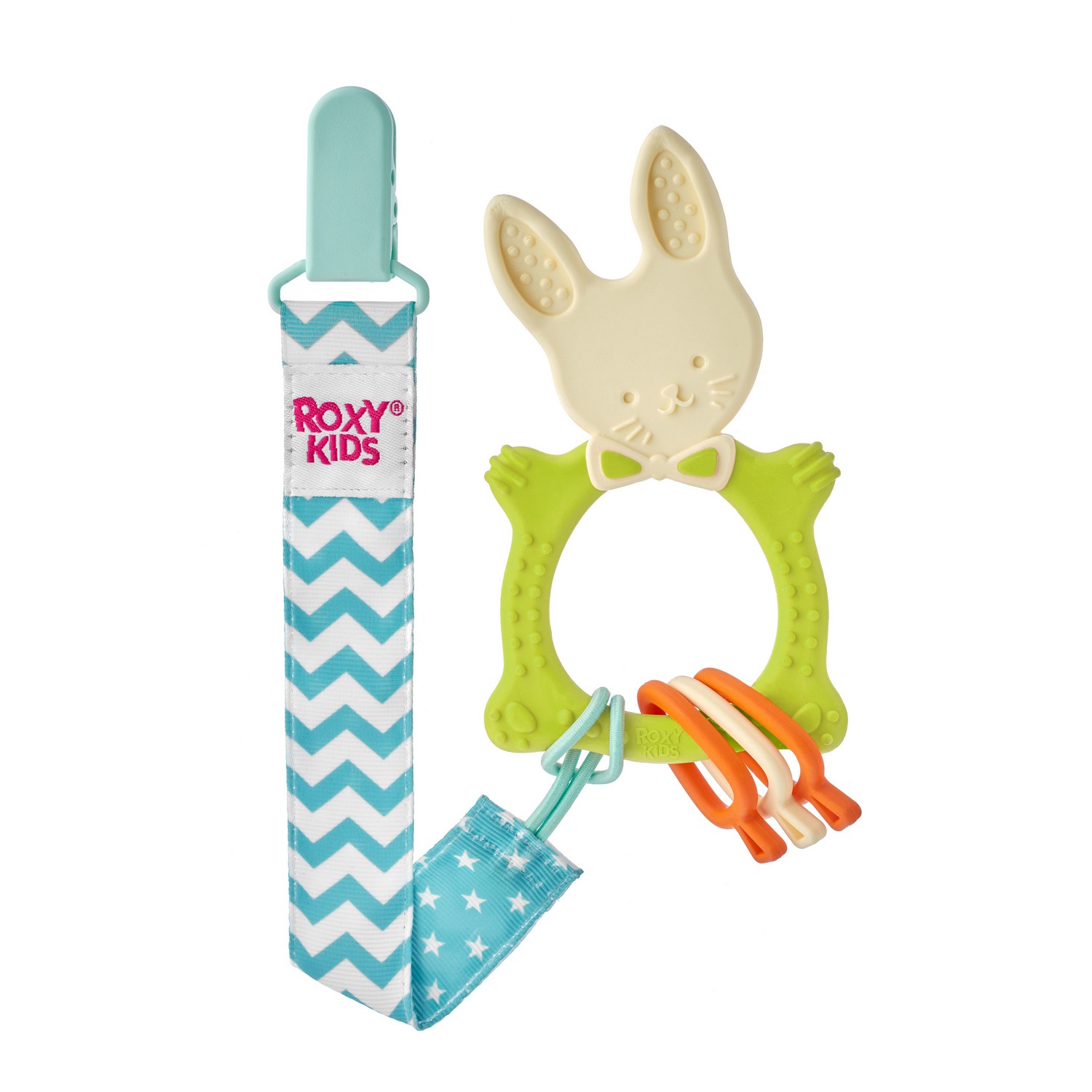 картинка Прорезыватель универсальный на держателе BUNNY TEETHER зеленый ROXY-KIDS от интернет-магазина
