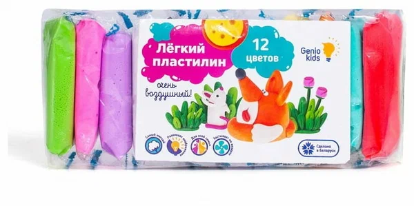 картинка Набор для детской лепки Лёгкий пластилин 12 цветов Genio kids от интернет-магазина
