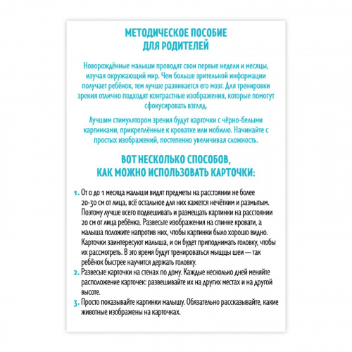 картинка Черно-белые картинки для новорожденных Животные 20 карт ЛАС ИГРАС от интернет-магазина
