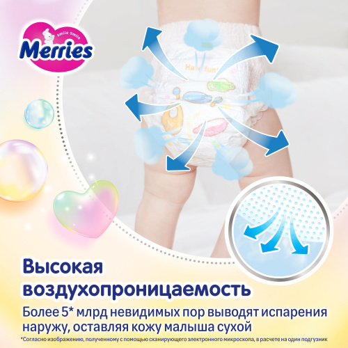 картинка Подгузники-трусики Merries (Q-форма) M 6-11 кг 62 шт от интернет-магазина